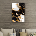 Tableau abstrait Marbre Noir & Or – Élégance Luxe